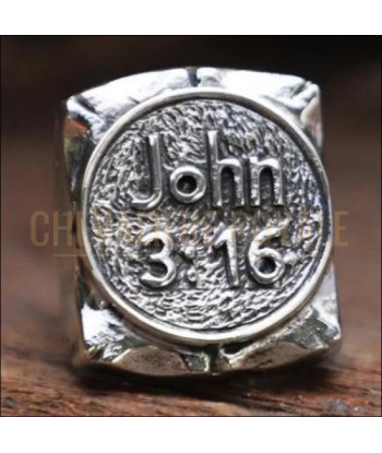 Chevalière homme argent religieuse verset de la Bible " John 3:16" l'évolution des habitudes 