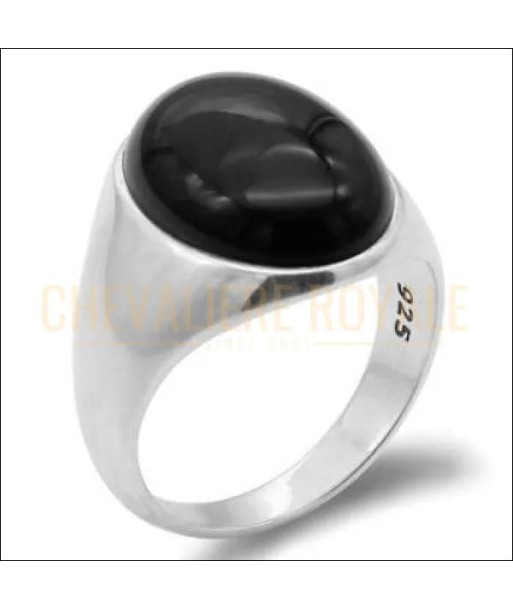 Chevalière homme argent pierre onyx noir l'énergies protectrices en ligne