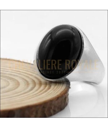 Chevalière homme argent pierre onyx noir l'énergies protectrices en ligne