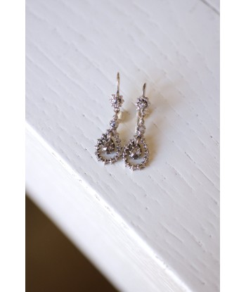 Boucles d'oreilles gouttes anciennes, en argent et diamants taille rose shop