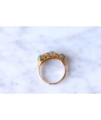 Bague alliance jarretière ancienne or, turquoises, et diamants 50-70% off 