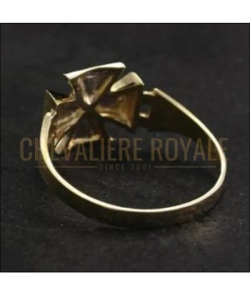 Chevalière homme artisanale en or 14K en forme de croix maltaise plus qu'un jeu 