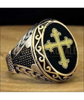 Chevalière pour homme en argent avec symbole religieux chrétien sur le site 