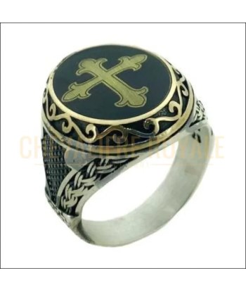 Chevalière pour homme en argent avec symbole religieux chrétien sur le site 