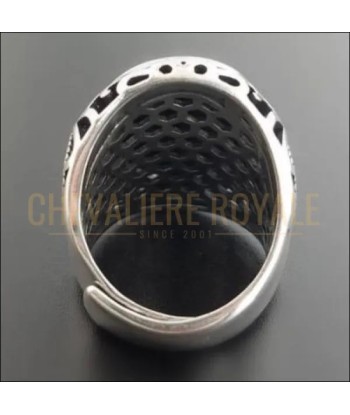 Chevalière pour homme en argent avec onyx noir vintage fleurs creuses votre restaurant rapide dans 