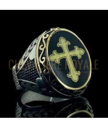 Chevalière pour homme en argent avec symbole religieux chrétien sur le site 