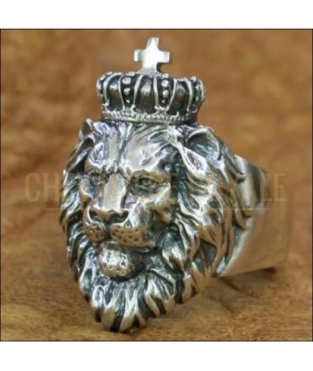 Chevalière homme argent tête de lion symbolisant la force la sagesse En savoir plus