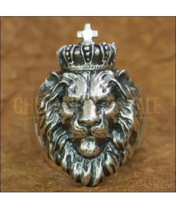 Chevalière homme argent tête de lion symbolisant la force la sagesse En savoir plus