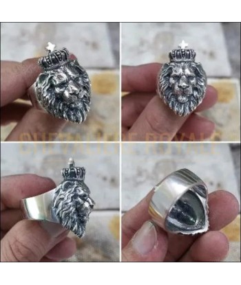 Chevalière homme argent tête de lion symbolisant la force la sagesse En savoir plus