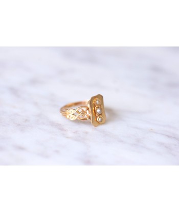 Bague marquise ancienne en or rose 18Kt et perles de pas cher