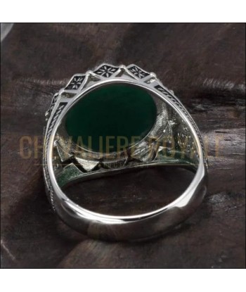 Chevalière homme argent avec pierre agate rouge verte et bleue sur le site 