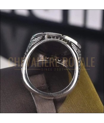 Chevalière biker design tête du loup gris pour hommes en argent en ligne