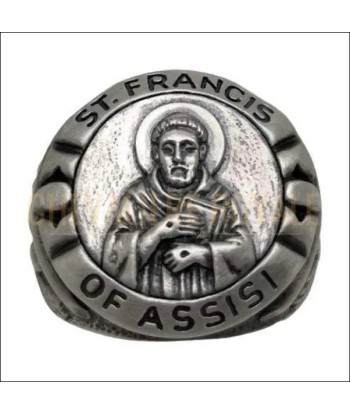 Chevalière catholique style antique en argent St François d’Assise Venez découvrir notre 