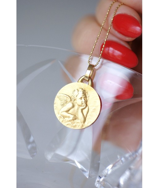 Médaille de baptême vintage Ange Penseur en or jaune 18Kt prix