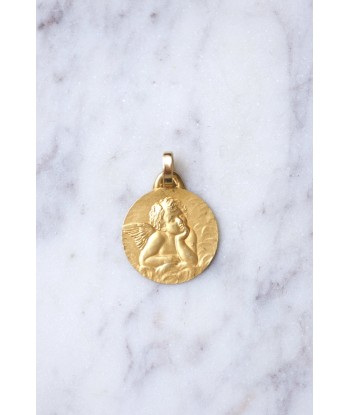 Médaille de baptême vintage Ange Penseur en or jaune 18Kt prix