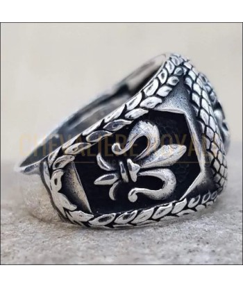 Chevalière en argent pour homme avec motif crâne et serpent à prix réduit toute l'année