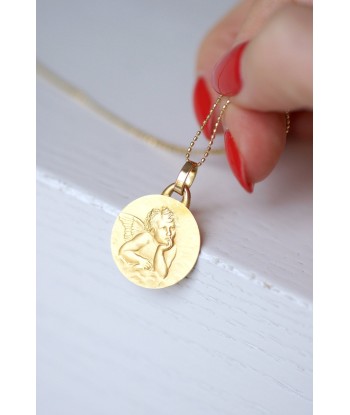 Médaille de baptême vintage Ange Penseur en or jaune 18Kt prix