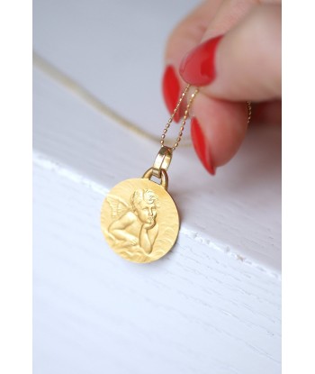 Médaille de baptême vintage Ange Penseur en or jaune 18Kt prix