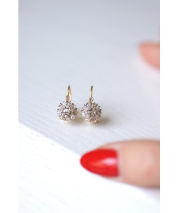 Boucles d'oreilles dormeuses anciennes en or, argent, et diamants Comparez et commandez 