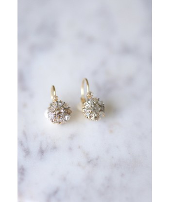 Boucles d'oreilles dormeuses anciennes en or, argent, et diamants Comparez et commandez 