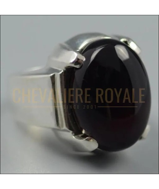 Chevalière homme argent massif avec agate cornaline rouge hantent personnes