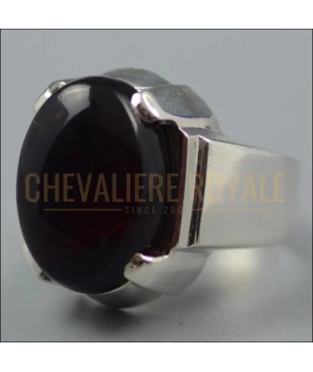 Chevalière homme argent massif avec agate cornaline rouge hantent personnes