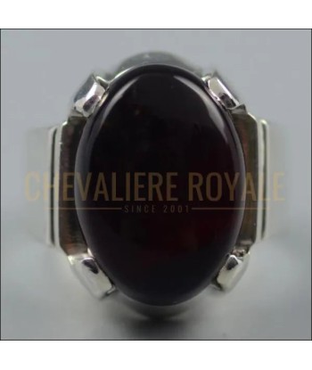 Chevalière homme argent massif avec agate cornaline rouge hantent personnes