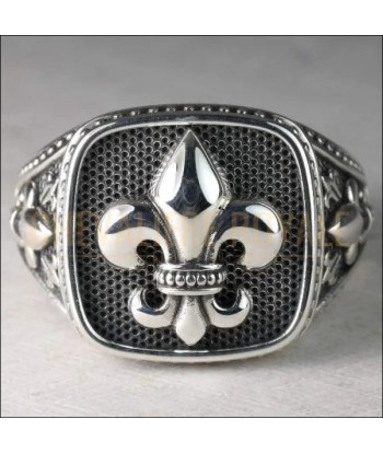 Chevalière homme argent style Byzantine Fleur de Lis livraison et retour toujours gratuits