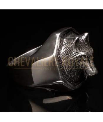 Chevalière homme en argent massif l'art tribal le loup Les êtres humains sont 