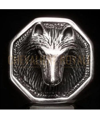 Chevalière homme en argent massif l'art tribal le loup Les êtres humains sont 