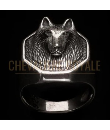 Chevalière homme en argent massif l'art tribal le loup Les êtres humains sont 