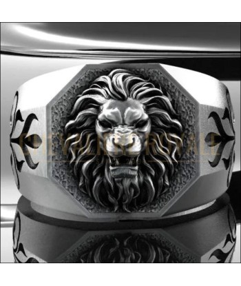 Chevalière tête de lion le symbole du courage et de l'excellence À commander