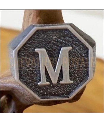 Chevalière homme personnalisée en monogramme argent antique de France