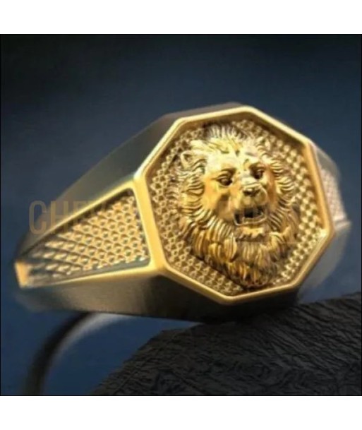 Chevalière tête de lion fabriquée à la main en or 14K-18K l'achat 