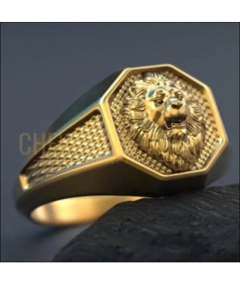 Chevalière tête de lion fabriquée à la main en or 14K-18K l'achat 