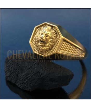 Chevalière tête de lion fabriquée à la main en or 14K-18K l'achat 