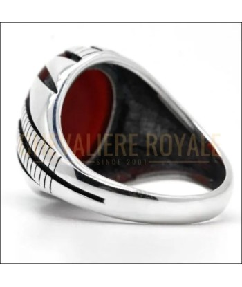 Bague chevalière homme argent avec la pierre d'agate - 9 gr les ligaments