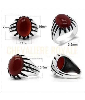 Bague chevalière homme argent avec la pierre d'agate - 9 gr les ligaments