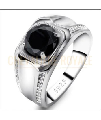 Bague chevalière homme argent 925 avec la pierre CZ en stock