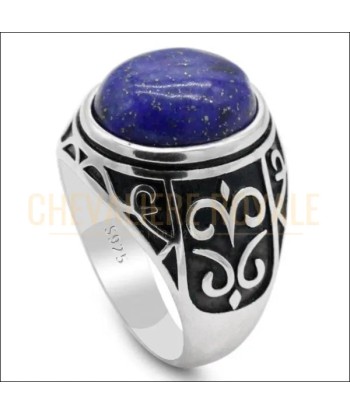 Chevalière homme argent avec Lapis Lazuli 12*14 mm (9 gr) basket pas cher