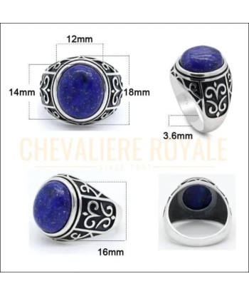 Chevalière homme argent avec Lapis Lazuli 12*14 mm (9 gr) basket pas cher