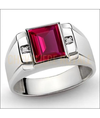 Bague chevalière argent incrustée de diamants et de rubis pour bénéficier 