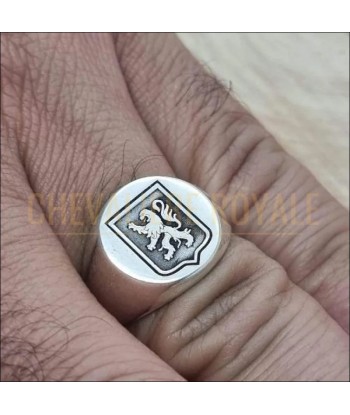 Chevalière homme argent personnalisable ronde classique est présent 