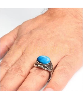 Chevalière argent homme pierre turquoise un maximum de confort france