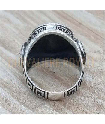 Chevalière homme argent massif design guerrier spartiate français