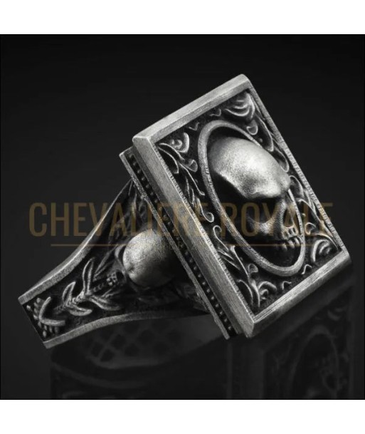 Chevalière en argent massif style gothique tête de mort shop