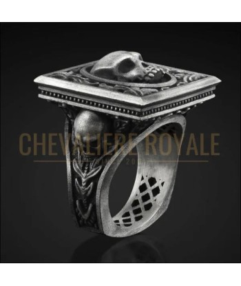 Chevalière en argent massif style gothique tête de mort shop