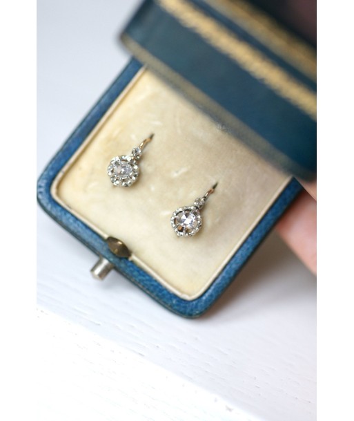 Boucles d'oreilles dormeuses anciennes en or, platine, et diamants 50-70% off 