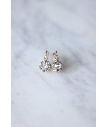 Boucles d'oreilles dormeuses anciennes en or, platine, et diamants 50-70% off 