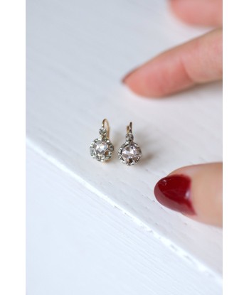 Boucles d'oreilles dormeuses anciennes en or, platine, et diamants 50-70% off 